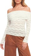 FLYING TOMATO Off the Shoulder Long Sleeve Lace Top