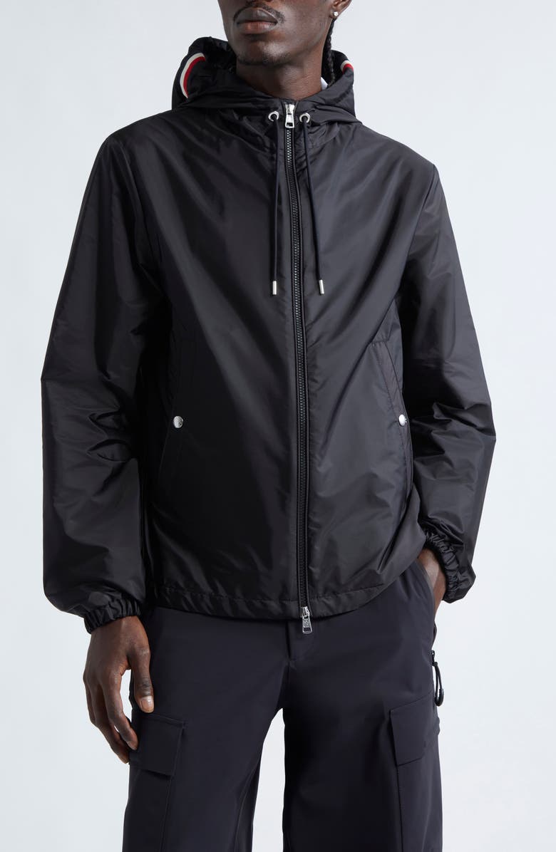 Moncler Grimpeurs Hooded Water Repellent Nylon Jacket, Main, color, Black