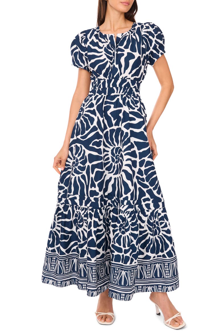 Allover Print A-Line Dress, Alternate, color, DELFT