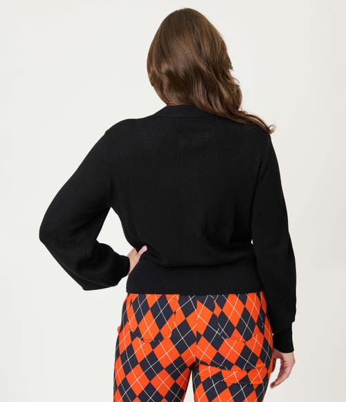 Unique Vintage 1950s Cropped Cardigan In Black
