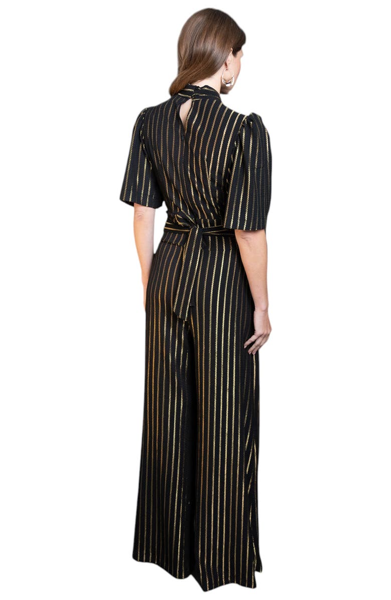 HotSquash London Clothing Gold Stripe Wide Leg Jumpsuit, Alternate, color, Black