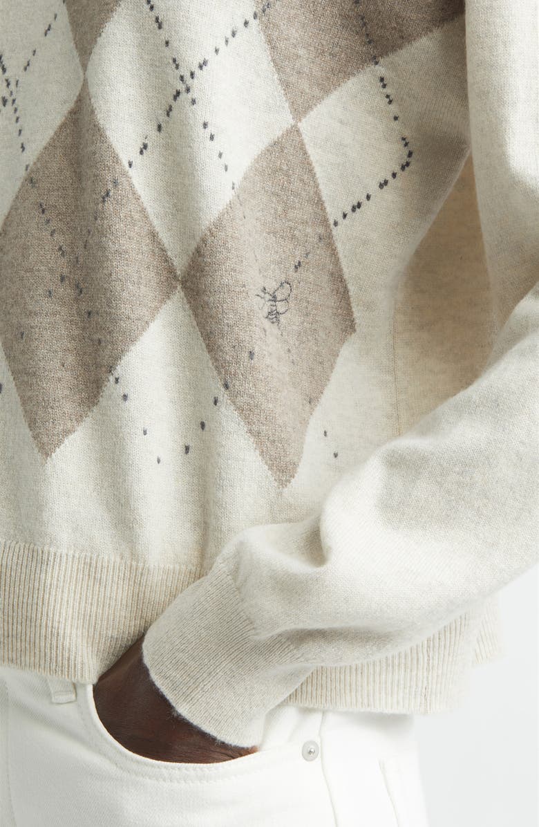 Johnstons of Elgin Clan Argyle Slouchy Cashmere Crewneck Sweater, Alternate, color, Lunan Sand Colourway