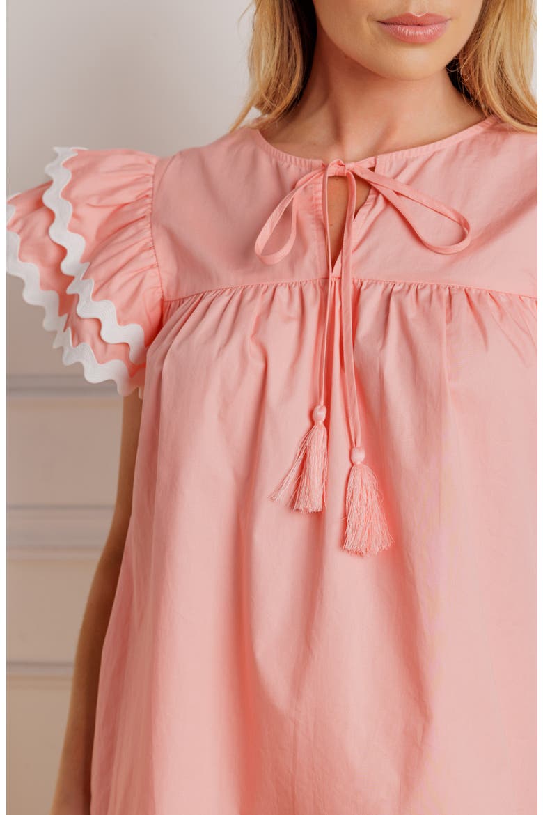 Solid Woven Flutter Sleeve Top, Alternate, color, LIGHT PINK