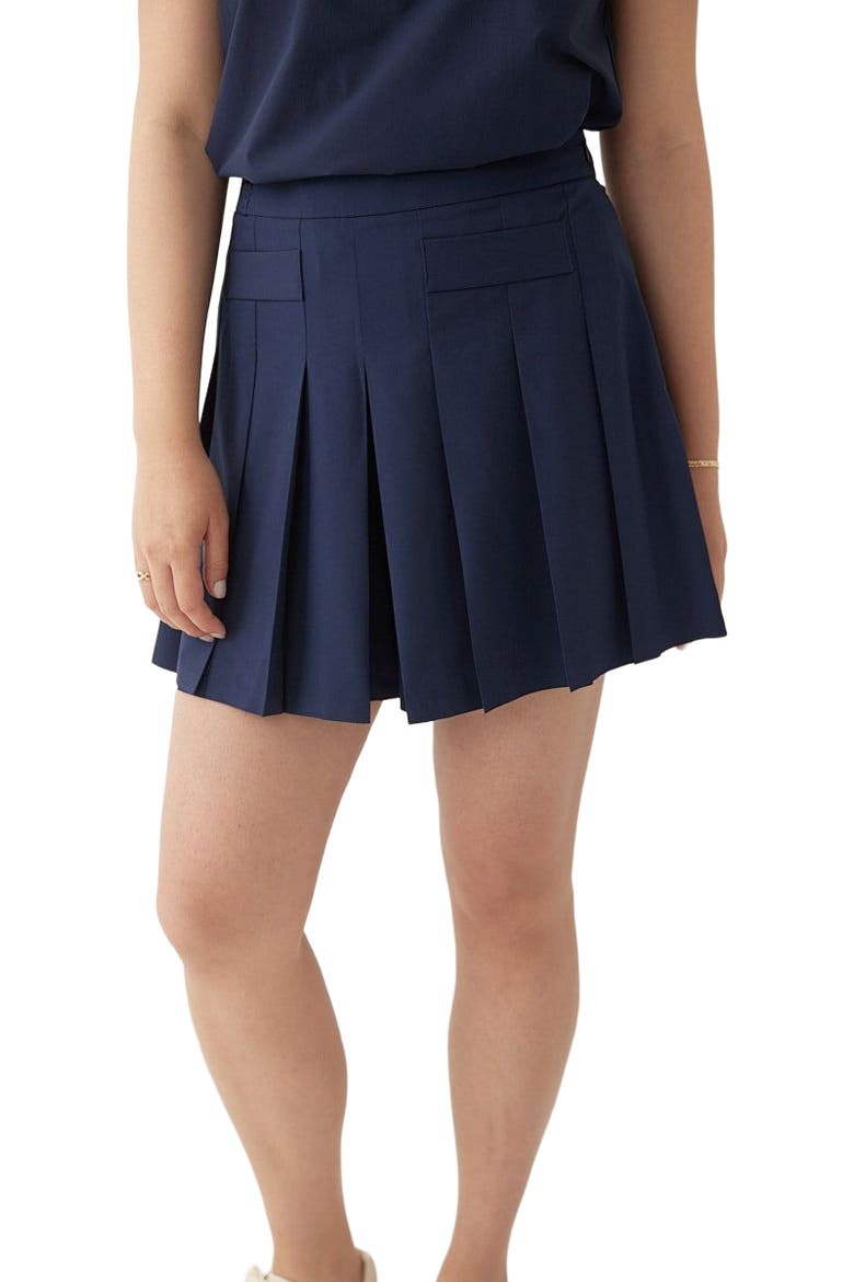 The Pleated Skort, Alternate, color, Navy