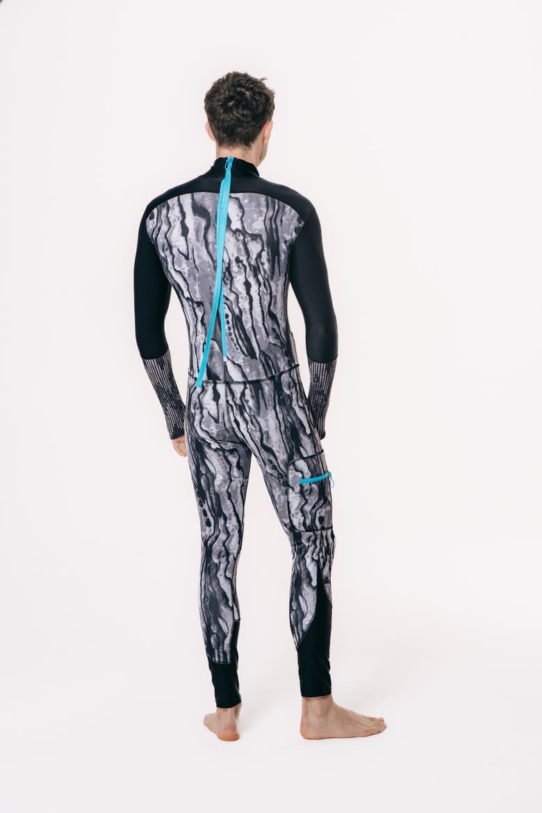 Men's Full-Body One-Piece Swimsuit - UPF 50+, Alternate, color, Abstract Marbled Cracked