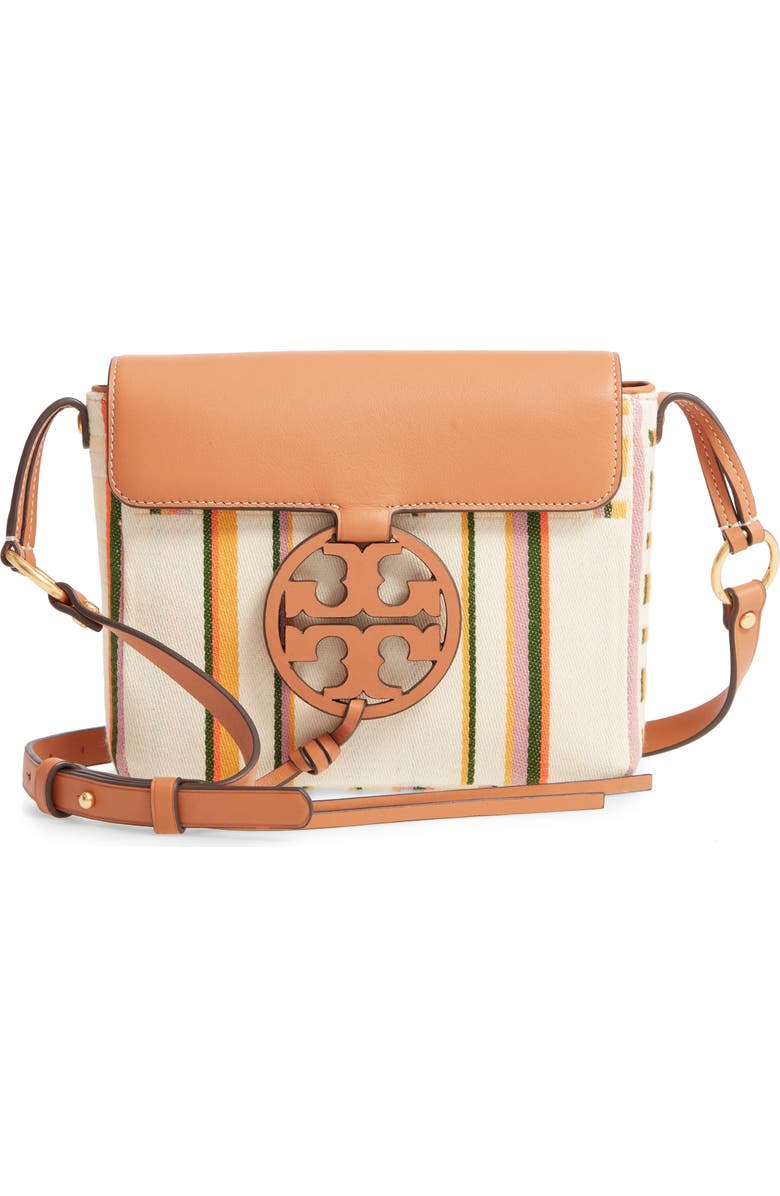 Tory Burch Miller Stripe Crossbody Bag, Main, color, Striped Plaid Double Weave