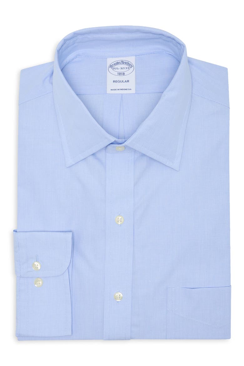 Micro Check Print Regular Fit Cotton Dress Shirt, Main, color, HYDRANGEAEOE