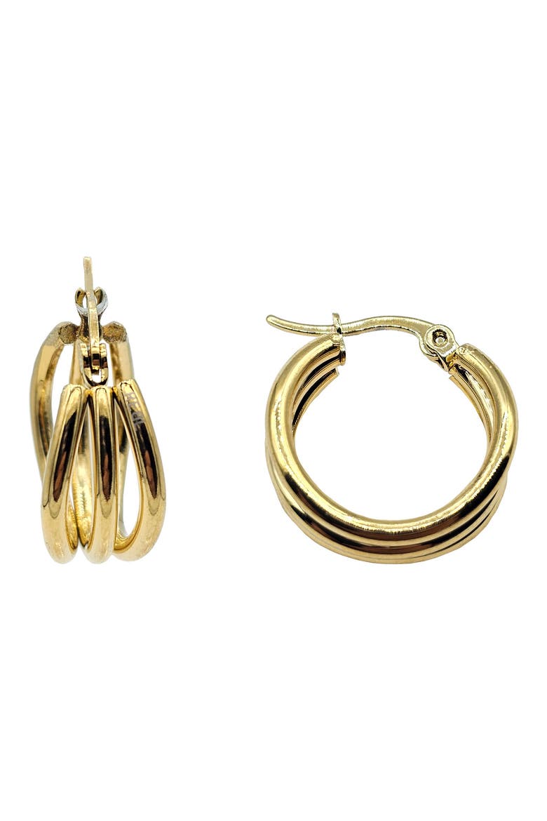 Triple Row Huggie Hoop Earrings, Main, color, GOLD