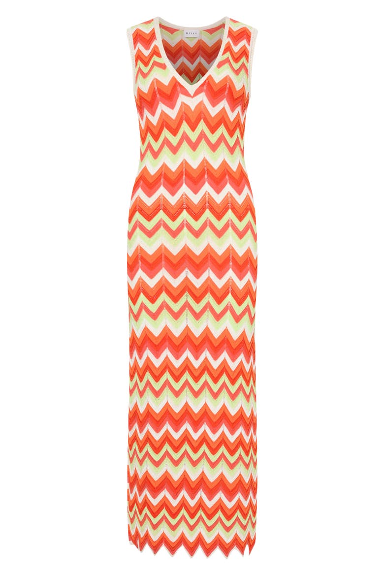Kaela Metallic Cover-Up Knit Midi Dress, Alternate, color, ORANGE MULTI