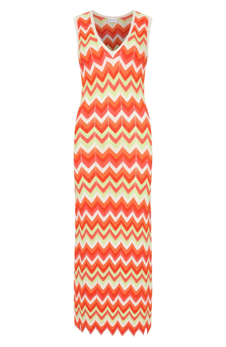 Milly Kaela Metallic Cover-Up Knit Midi Dress, Alternate, color, Orange Multi