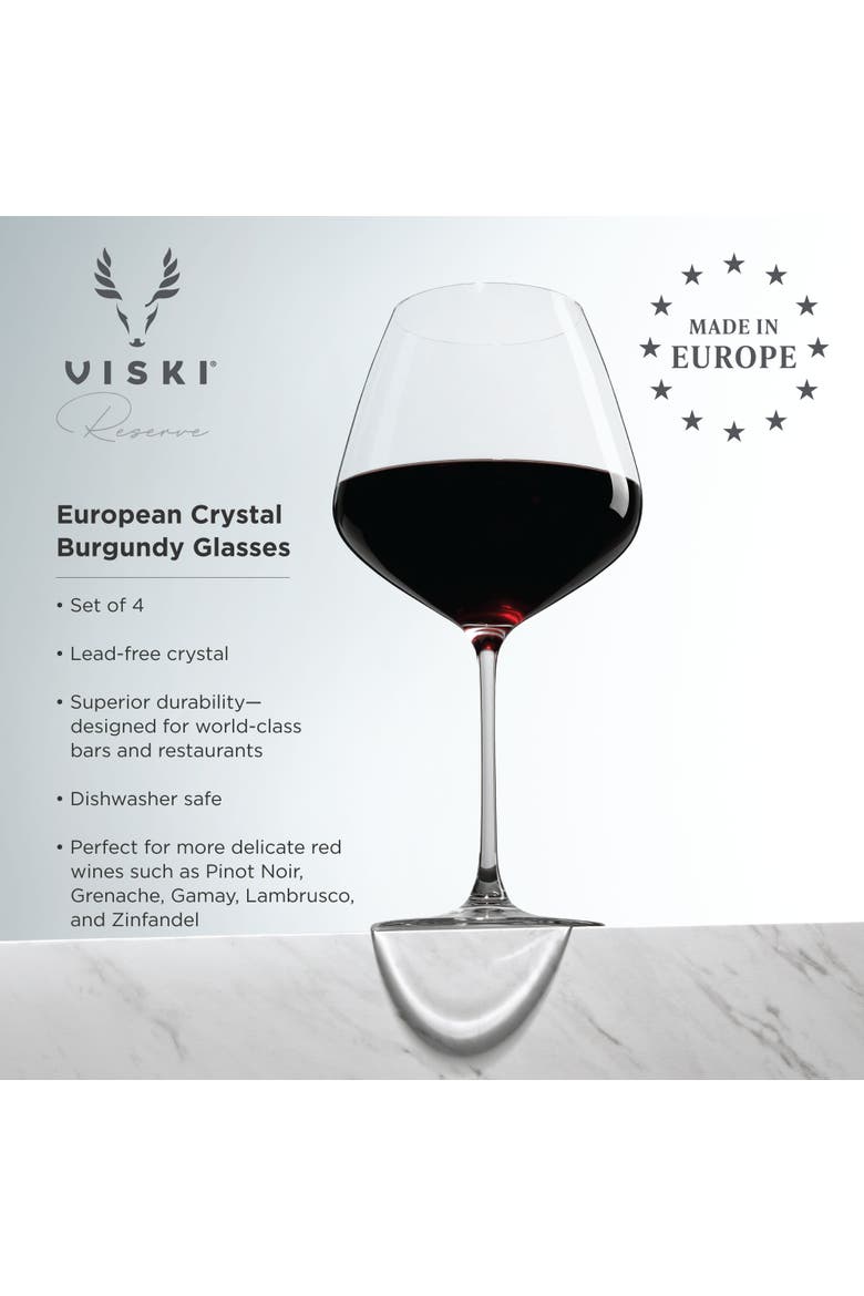 Reserve European Crystal Burgundy Glasses Set of 4, Alternate, color, Clear