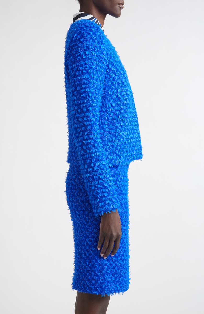 ST. JOHN Wool Blend Fringed Eyelash Yarn Jacket, Alternate, color, Cobalt Multi