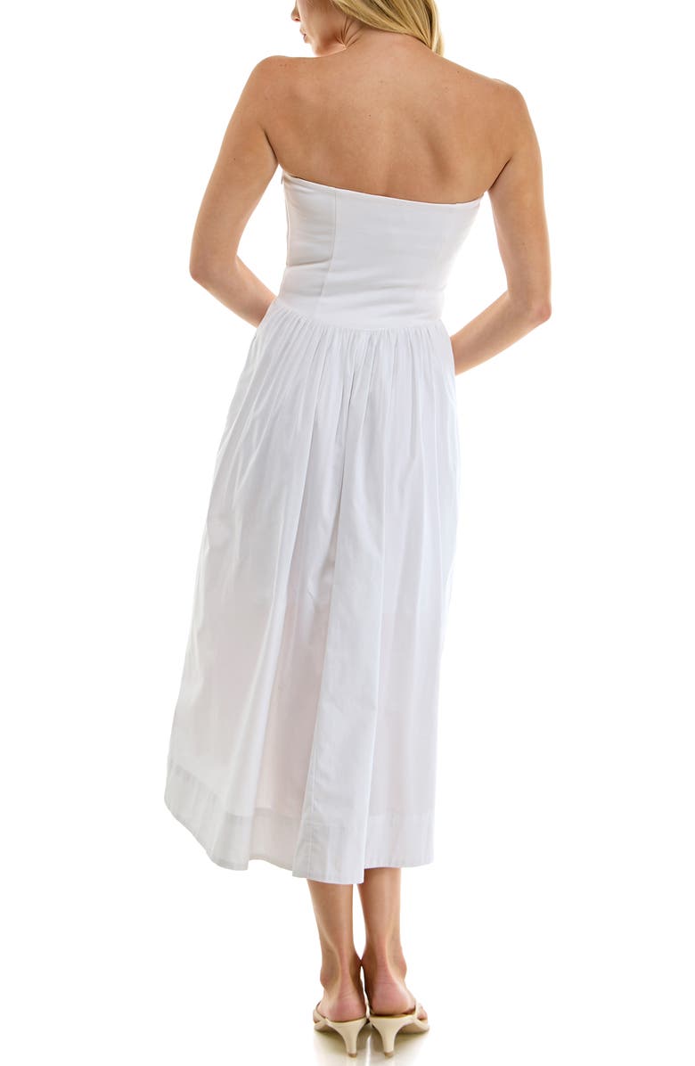 Socialite Mixed Media Strapless Midi Dress, Alternate, color, White