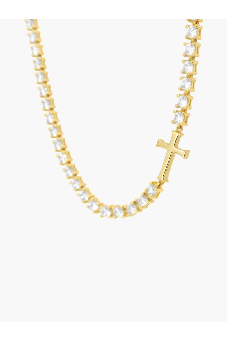Luminous Cross Tennis Necklace, Alternate, color, 18k Gold Plated