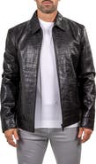 Maceoo Marthyr Croc Embossed Leather Jacket