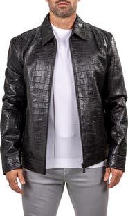 Maceoo Marthyr Croc Embossed Leather Jacket