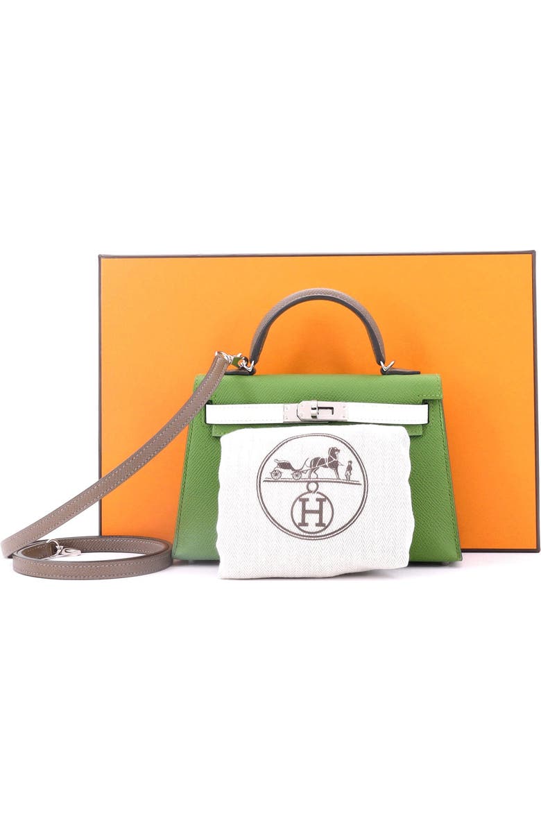 Pre-Owned Hermes Kelly Mini II Bag Tricolor Epsom with Palladium Hardware 20, Alternate, color, Vert