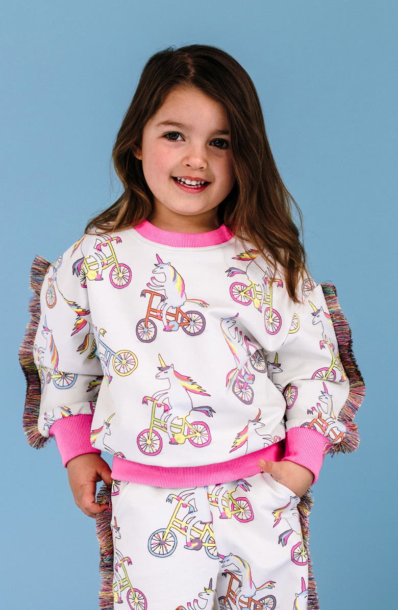 Rock Your Kid Kids
 Funky Fringe Unicorn Print Cotton Sweatshirt, Alternate, color, Cream