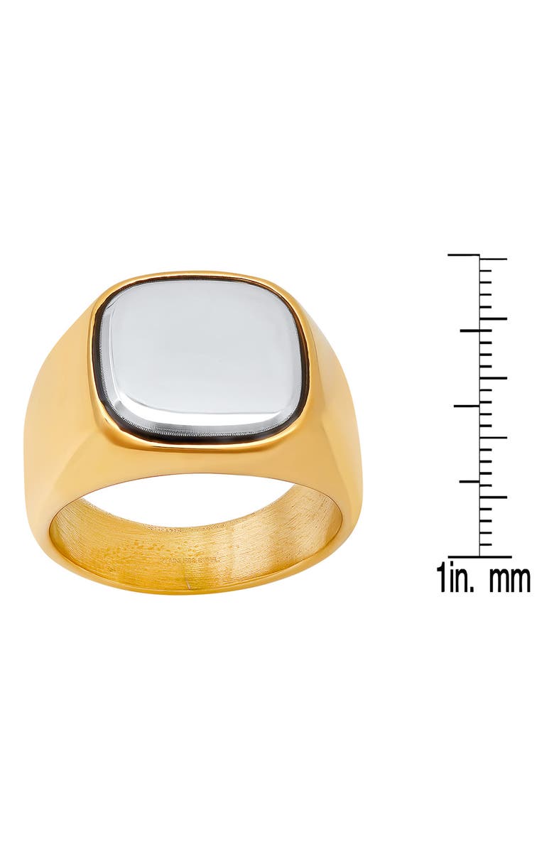 HMY JEWELRY Men's Signet Ring, Alternate, color, Silver/ Gold