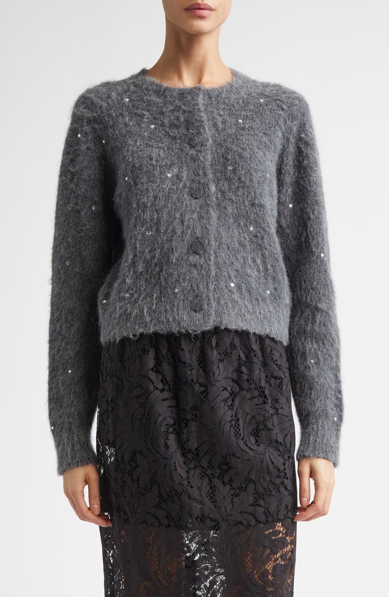 A.L.C. Lainie Rhinestone Embellished Crewneck Sweater, Main, color, Charcoal