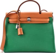 Pre-Owned Hermes Herbag Zip Leather and Toile 31