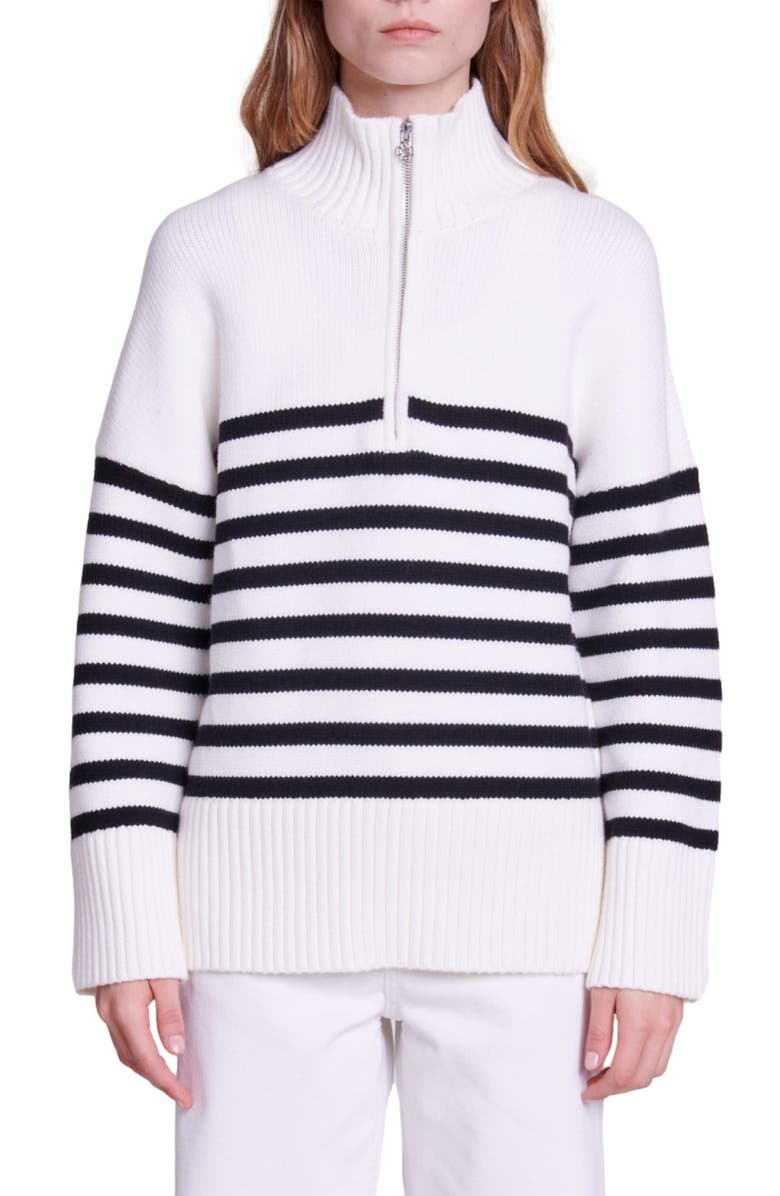 maje Marina Stripe Half Zip Sweater, Main, color,