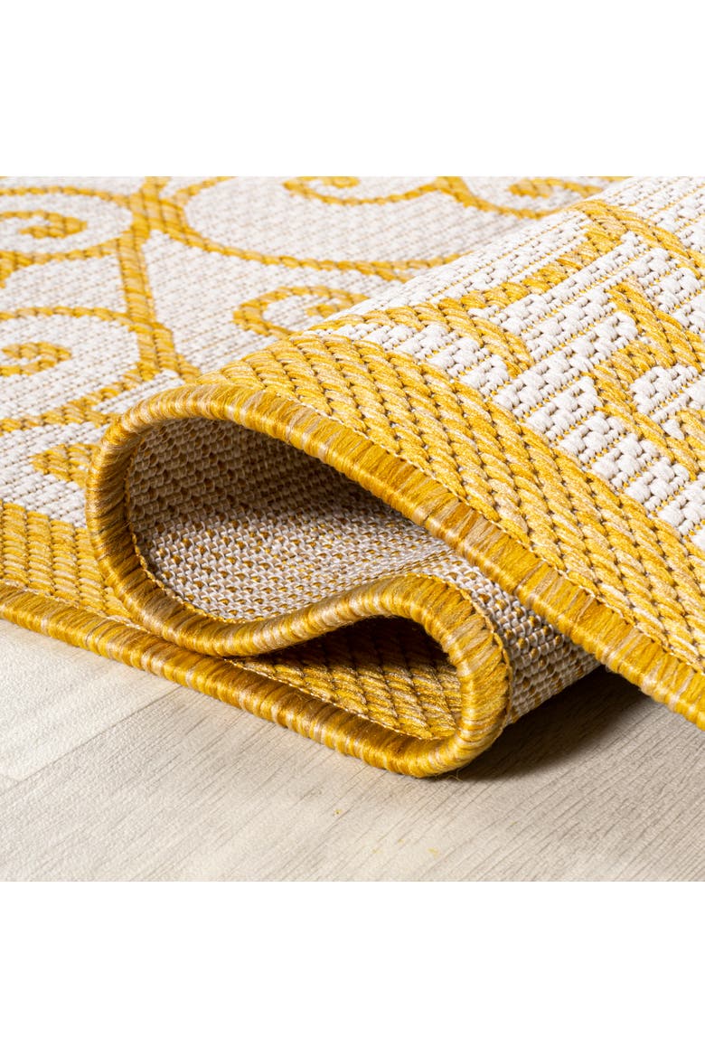 Madrid Vintage Filigree Textured Weave Indoor/Outdoor Area Rug, Alternate, color, Cream/Yellow