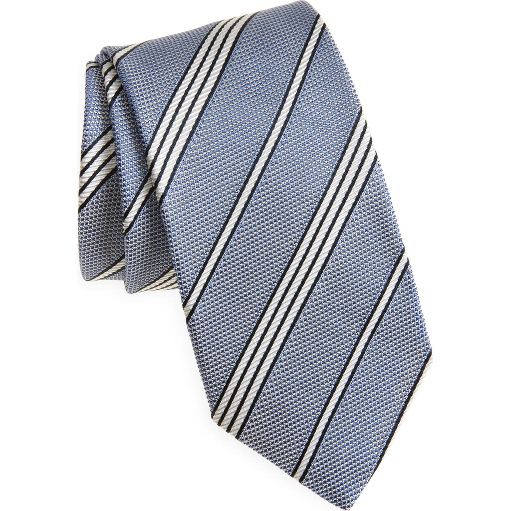 Shop Drake's Grenadine Stripe Silk Tie In 202 Blue Navy Ecru