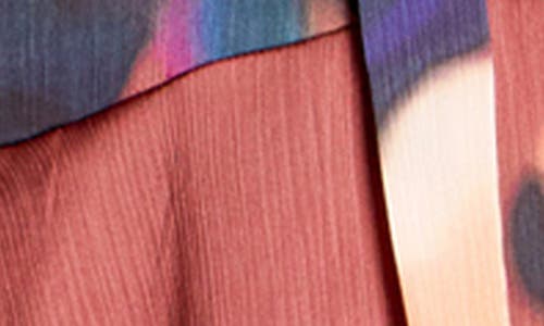 City Chic Cherrie Tie Belt Long Sleeve Satin Minidress In Multi