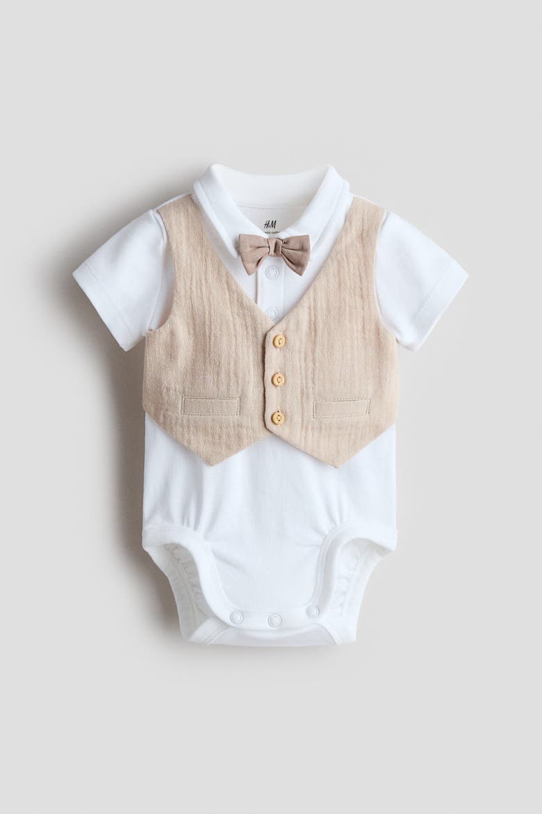 2-piece Dressy Cotton Set, Alternate, color, Light beige/white