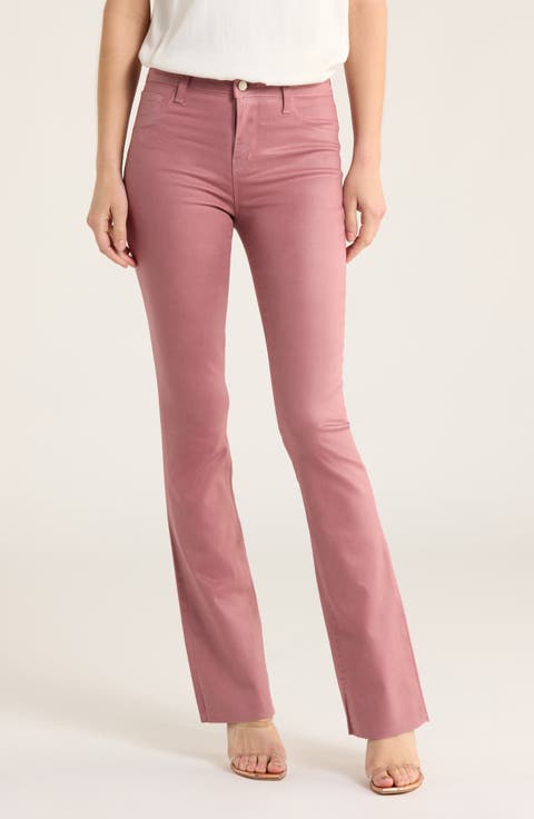 Ruth Coated High Waist Raw Hem Straight Leg Jeans