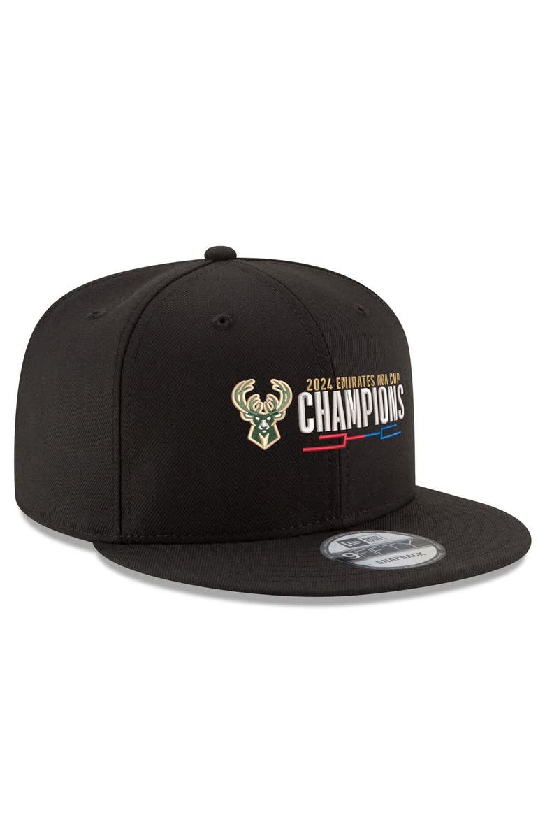 New Era Men's New Era Black Milwaukee Bucks 2024 NBA Cup Champions 9FIFTY Snapback Adjustable Hat, Alternate, color, 