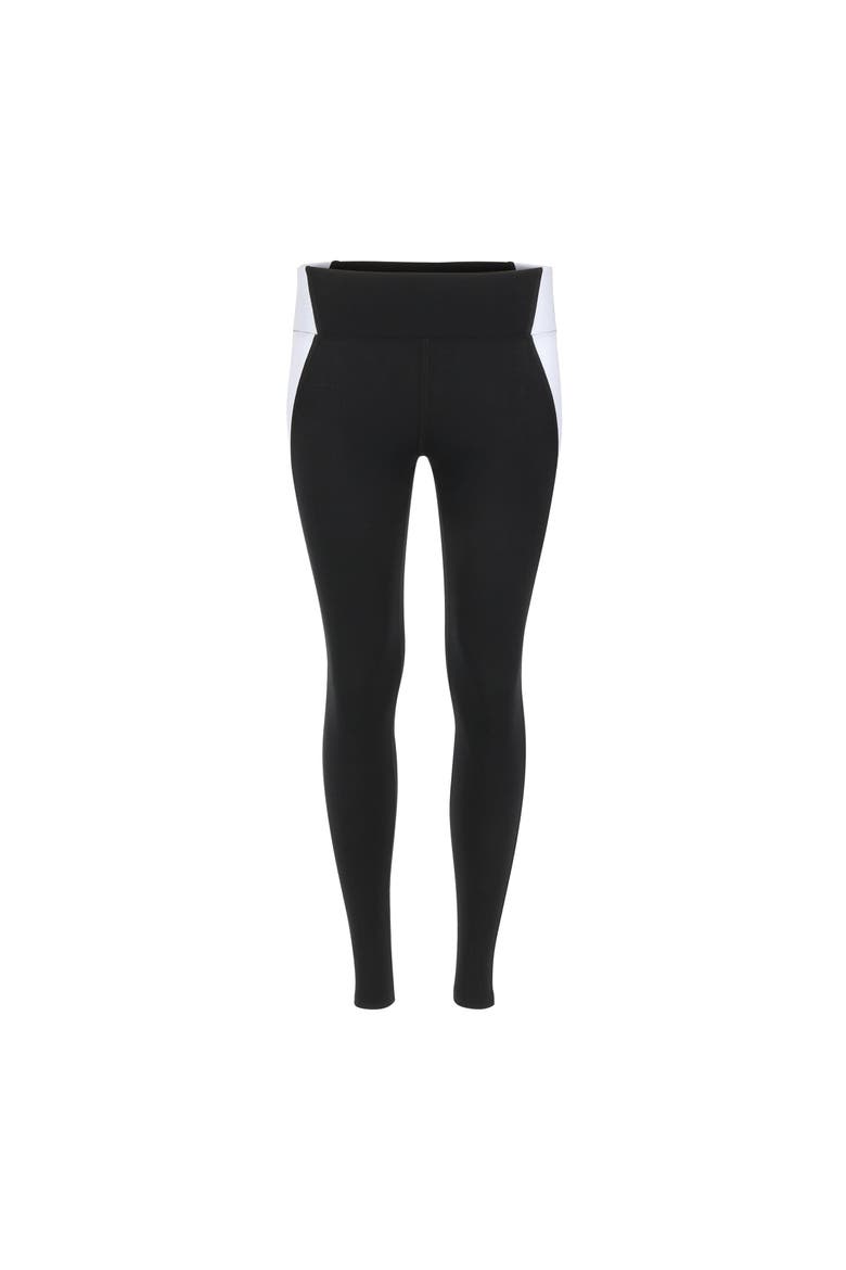 Neda Colorblock Organic Cotton High Waisted Legging, Main, color, Black