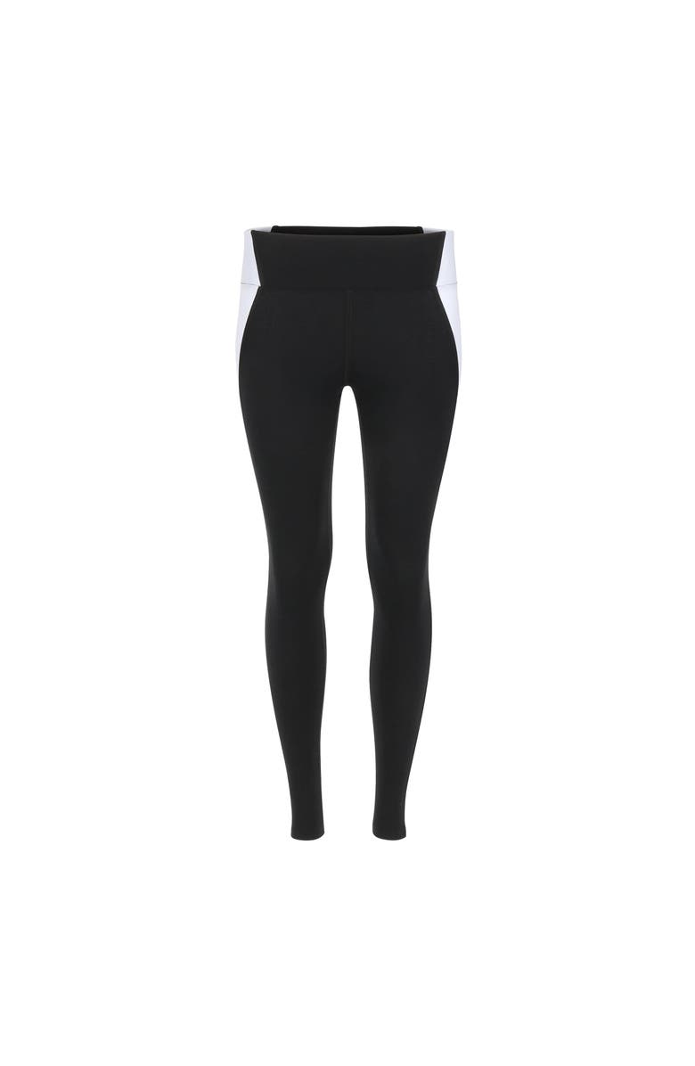 Lezat Neda Colorblock Organic Cotton High Waisted Legging, Main, color, Black