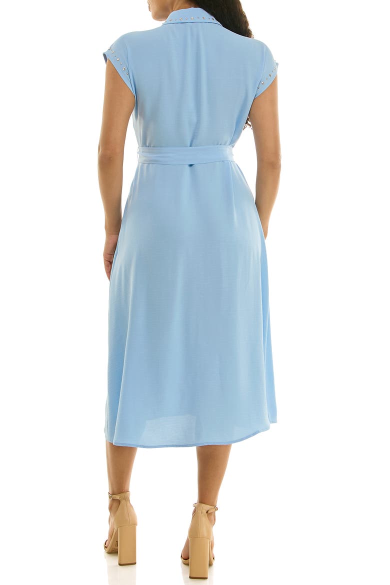 Studded Cap Sleeve Midi Shirtdress, Alternate, color, RAINWATER