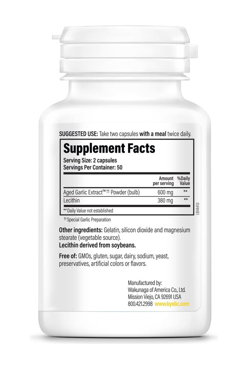 Aged Garlic Extract Formula 104, Cholesterol Health, 100 Capsules, Alternate, color, None