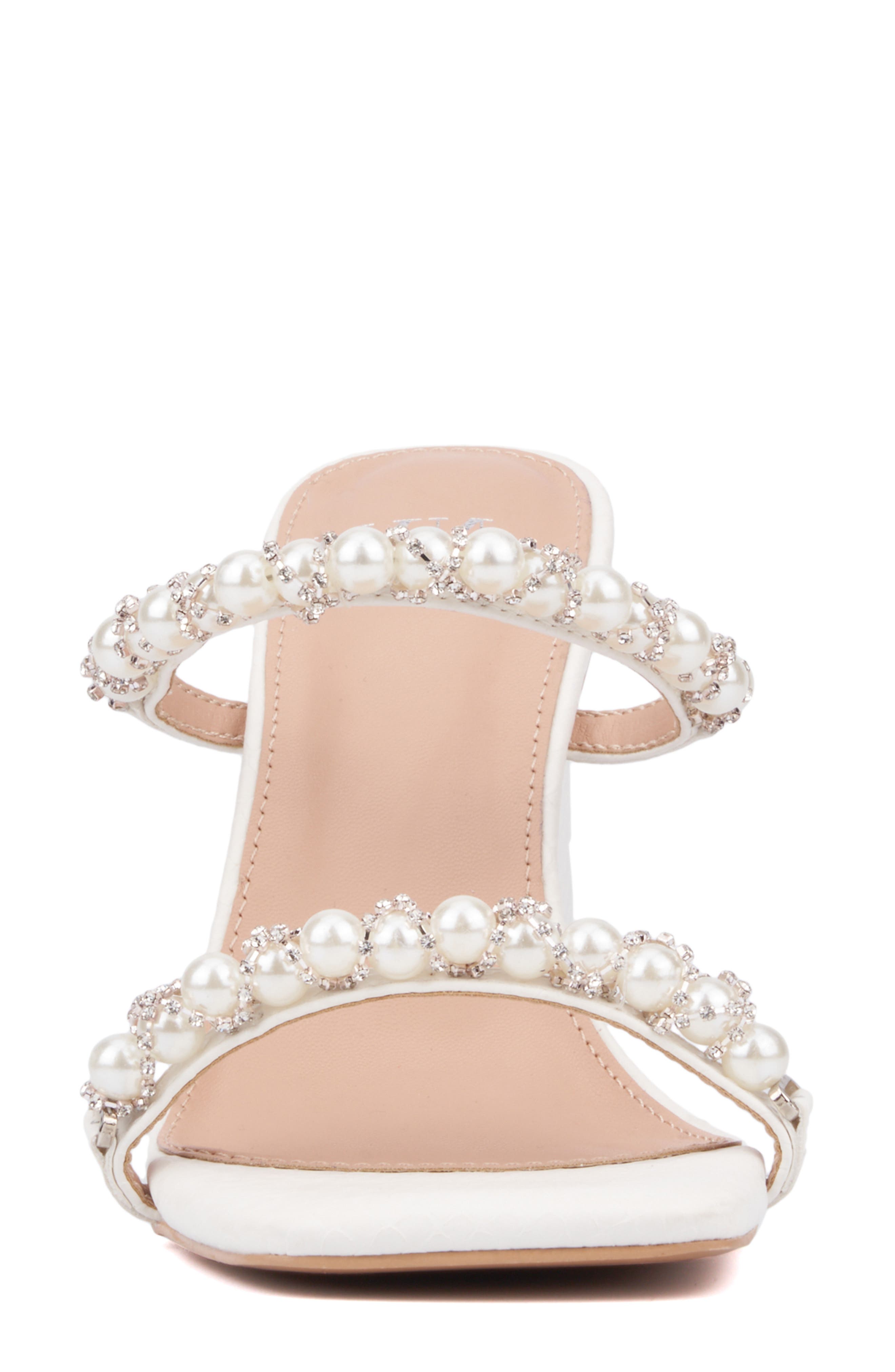 NEW YORK AND COMPANY Calissa Imitation Pearl & Rhinestone Embellished Sandal, Alternate, color, 