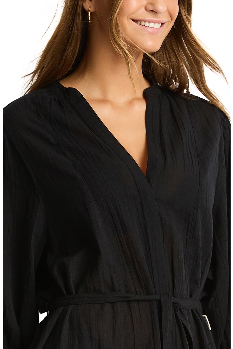 Boho Cover-Up Shirt, Alternate, color, BLACK