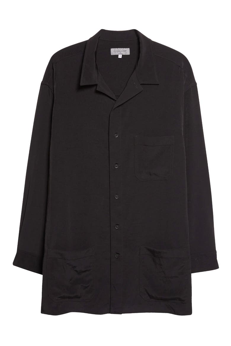 Oversize Button-Up Shirt, Alternate, color, BLACK