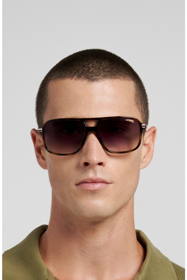 390/S 59mm Gradient Rectangular Sunglasses, Alternate, color, HAVANA/ DARK GREY SF
