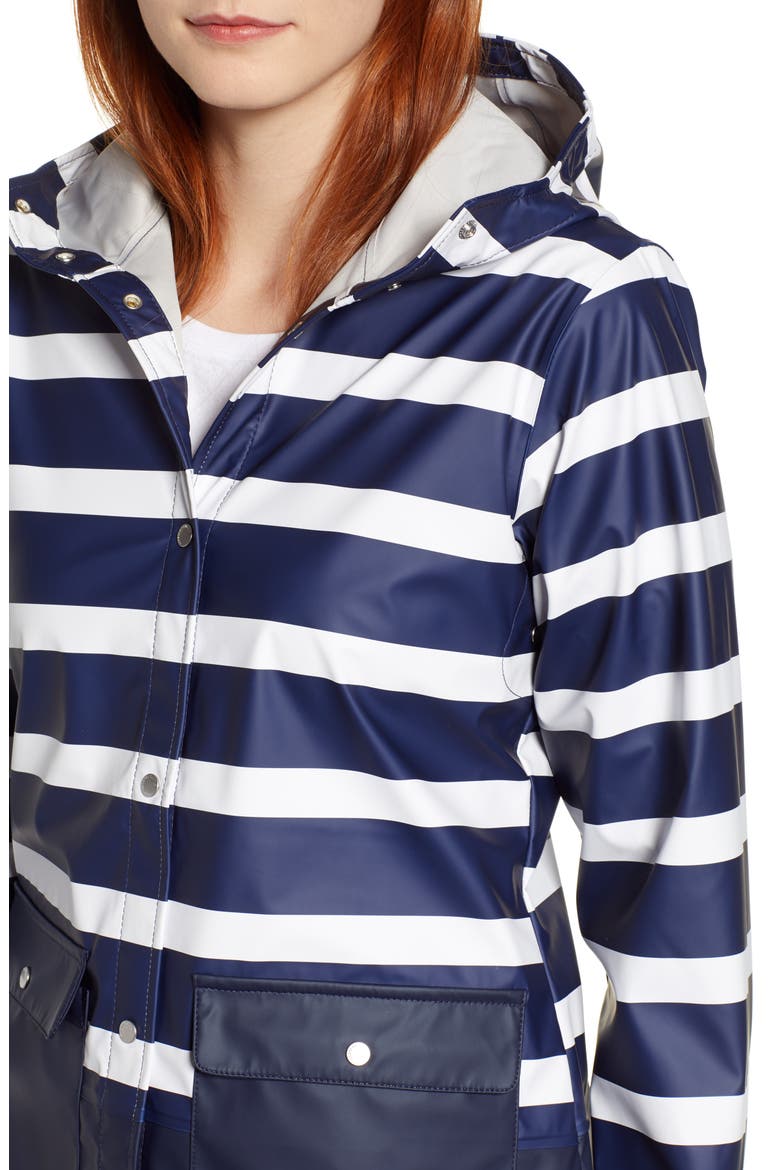 Rubberized Parka, Alternate, color, BORDER STRIPE PEACOAT