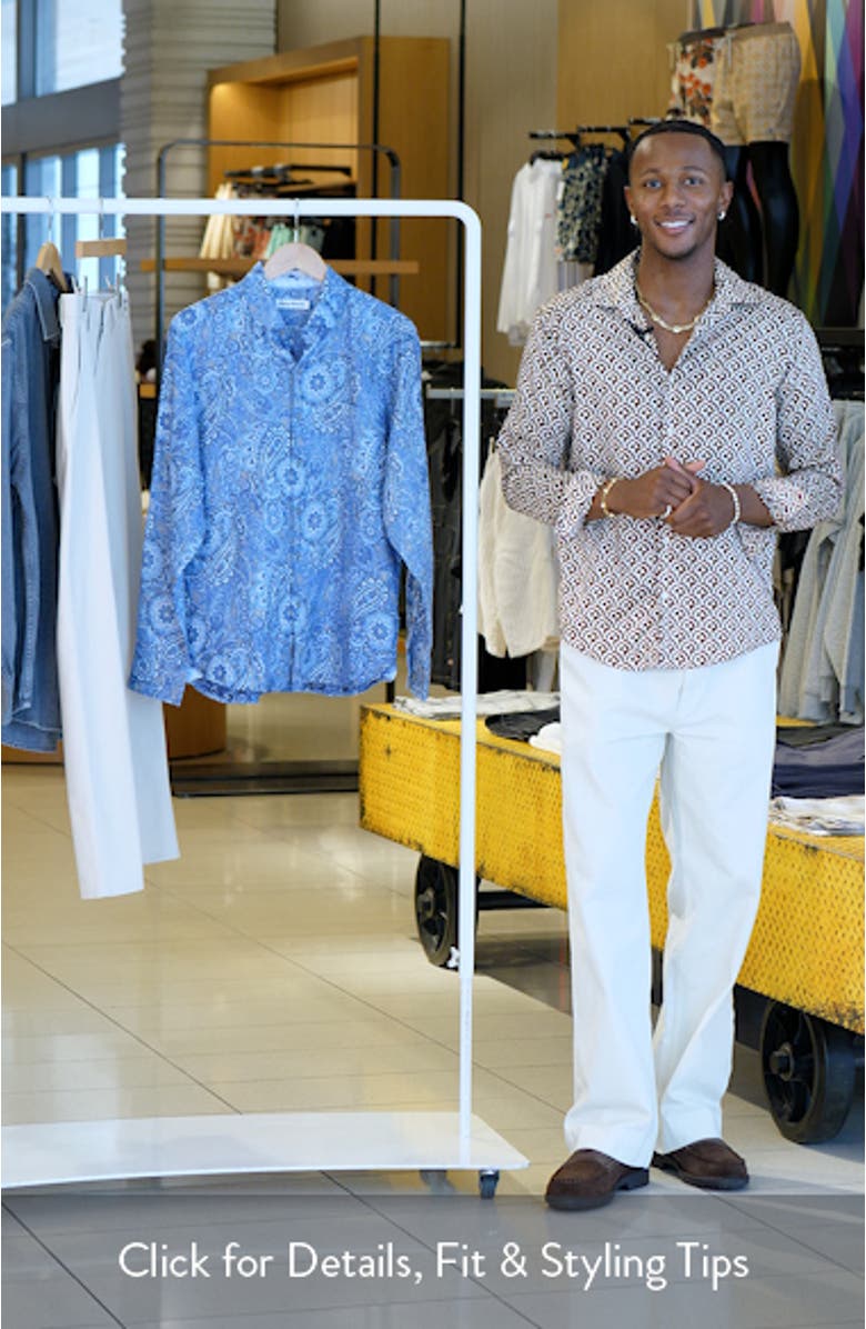 Blue Seas Medallion Paisley Print Button-Up Shirt, sales video thumbnail