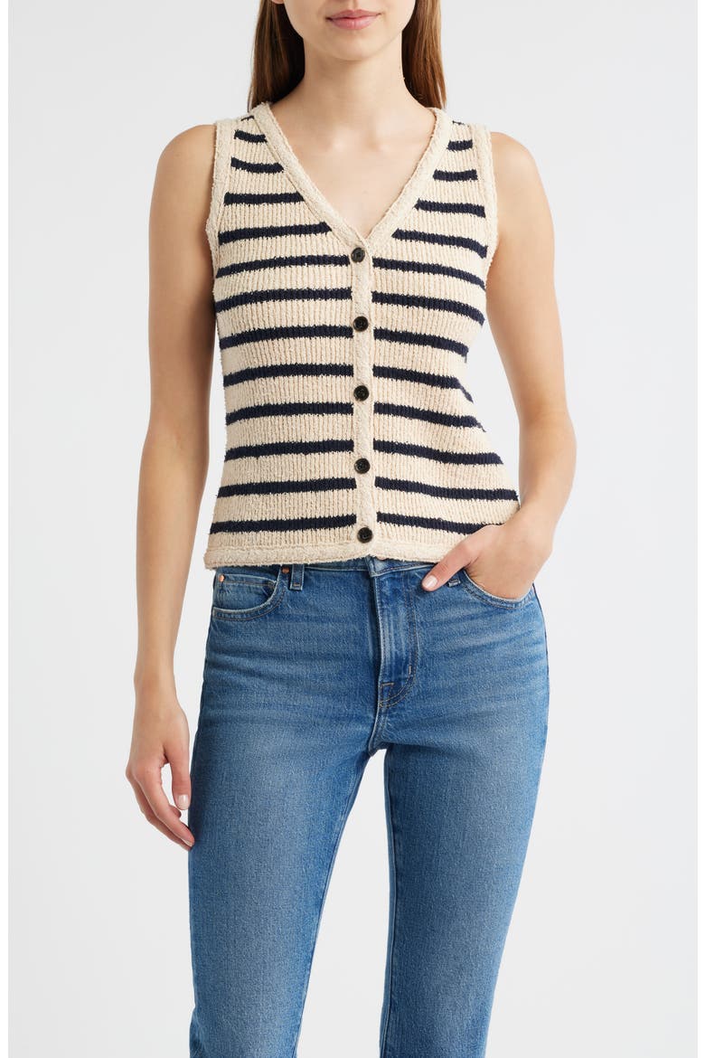 Sade Cotton Sweater Vest, Main, color, IVORY NAVY STRIPE