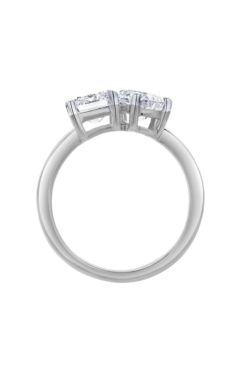 Evermore 14K Gold Toi et Moi Emerald and Pear Lab Grown Diamond Ring - 3 ct, Alternate, color, 14K White Gold