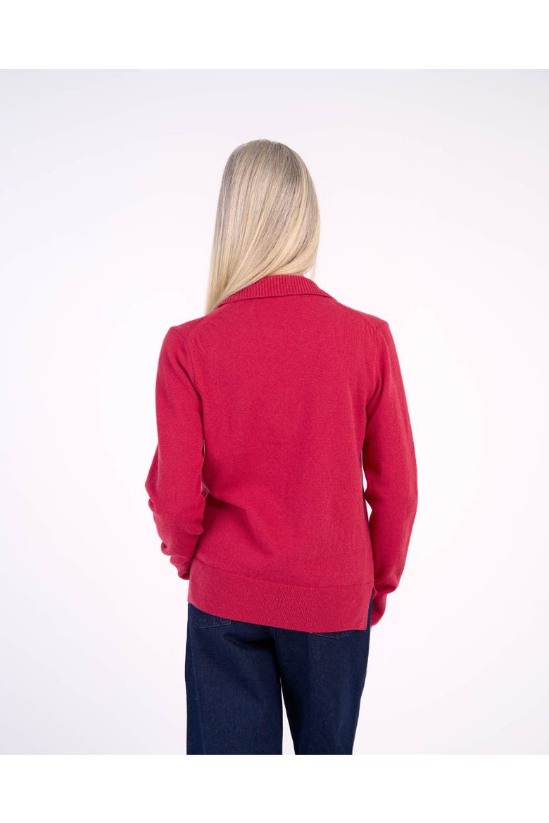 Long Sleeve Collared V-Neck Sweater, Alternate, color, Soft Raspberry