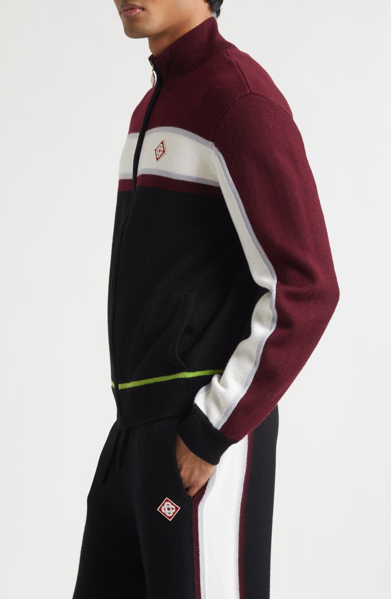 Casablanca Stripe Merino Wool Knit Jacket, Alternate, color, Black