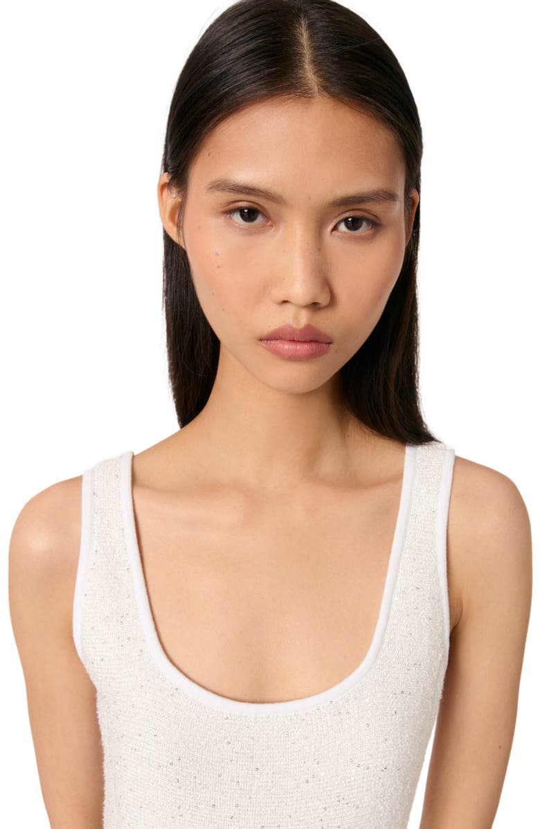 maje Sequin knit mini dress, Alternate, color, White