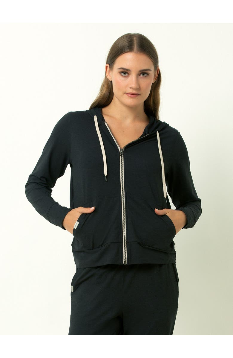 Single Stitch Lightweight Full Zip Hoodie, Main, color, Heather Black