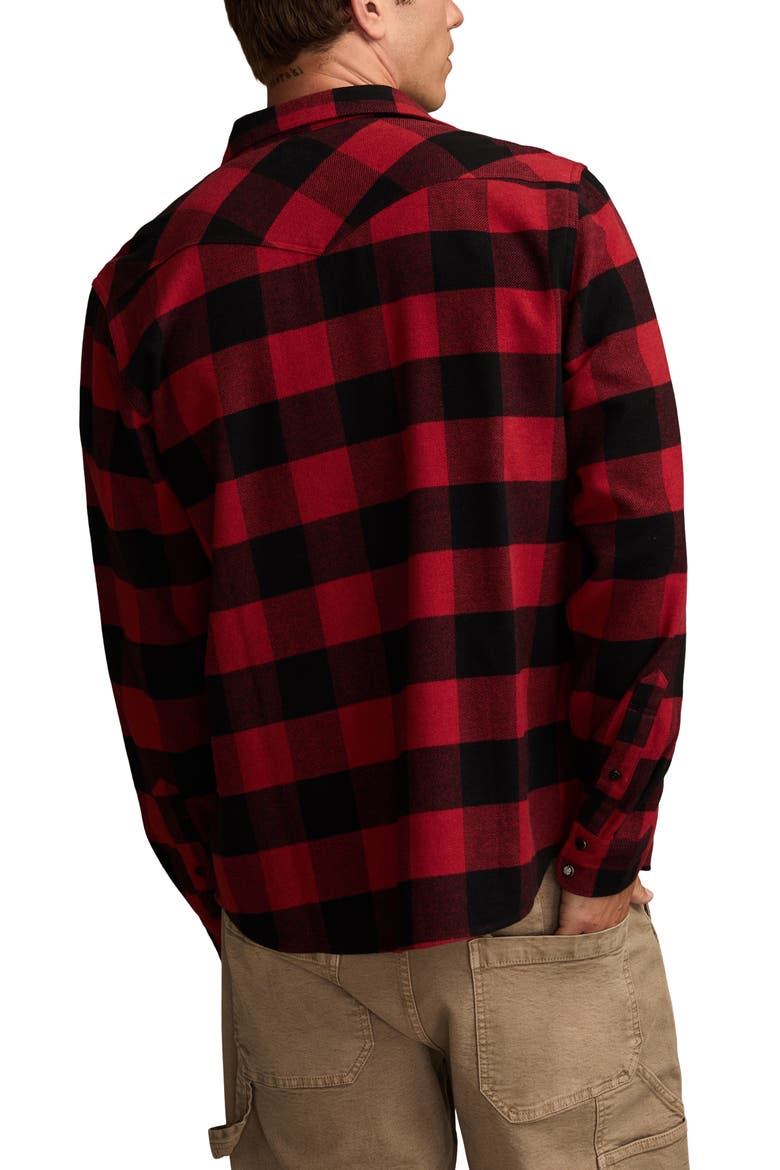 Cloud Buffalo Check Cotton Flannel Snap-Up Western Shirt, Alternate, color, RED MULTI