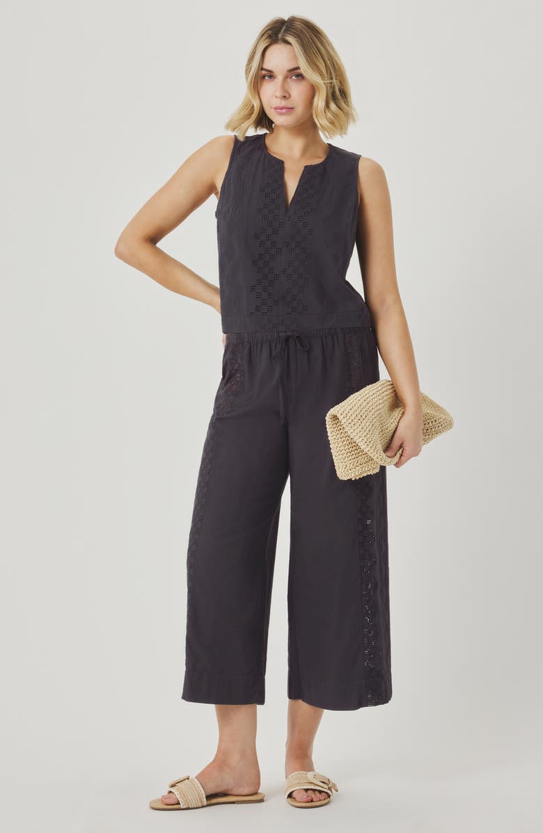 Splendid Kenzie Geo Eyelet Crop Wide Leg Pants, Alternate, color, Lead Grey